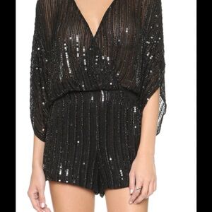 Parker Black Sequined V-Neck Romper